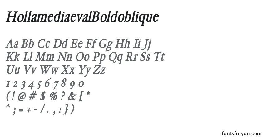 A fonte HollamediaevalBoldoblique – alfabeto, números, caracteres especiais