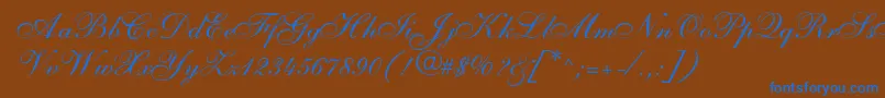 SarahallegrodbNormal-Schriftart – Blaue Schriften auf braunem Hintergrund