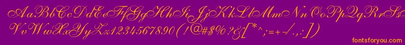 SarahallegrodbNormal-Schriftart – Orangefarbene Schriften auf violettem Hintergrund