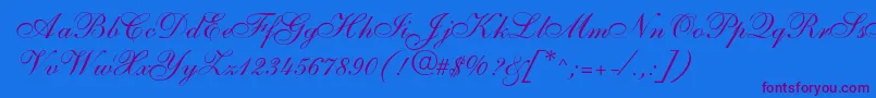 SarahallegrodbNormal Font – Purple Fonts on Blue Background