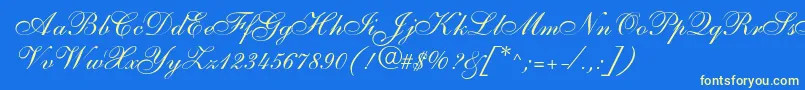 SarahallegrodbNormal Font – Yellow Fonts on Blue Background