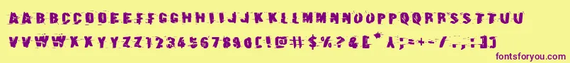 Earthshakeexpand Font – Purple Fonts on Yellow Background