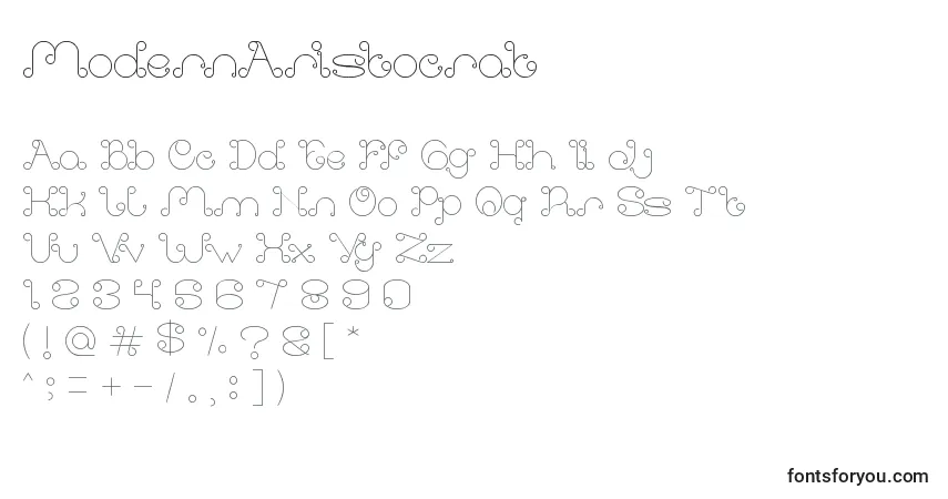 Шрифт ModernAristocrat – алфавит, цифры, специальные символы