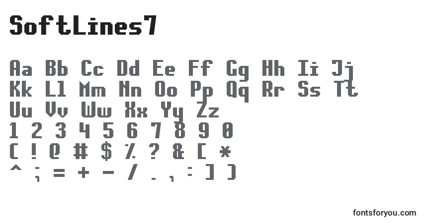 Czcionka SoftLines7 – alfabet, cyfry, specjalne znaki