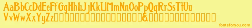 フォントClassic ffy – オレンジの文字が黄色の背景にあります。