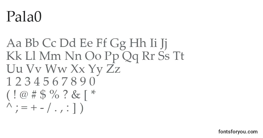 Schriftart Pala0 – Alphabet, Zahlen, spezielle Symbole