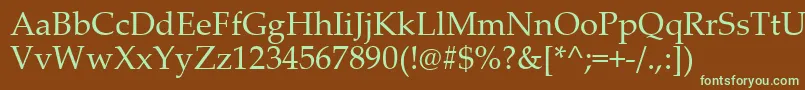 フォントPala0 – 緑色の文字が茶色の背景にあります。