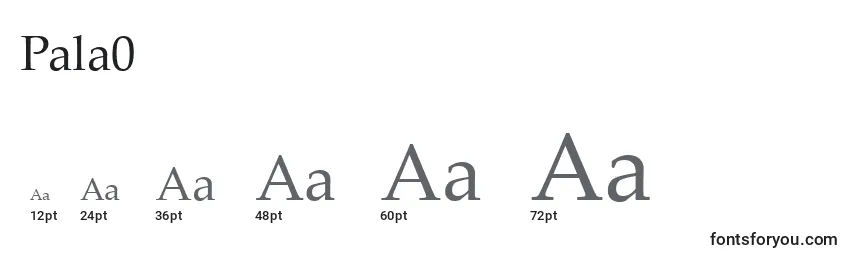 Размеры шрифта Pala0