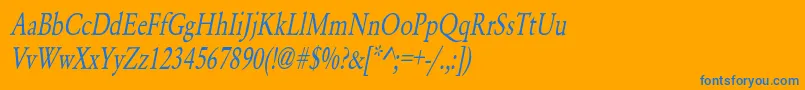 フォントYearlindNormalCondensedItalic – オレンジの背景に青い文字