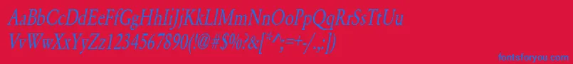 YearlindNormalCondensedItalic Font – Blue Fonts on Red Background