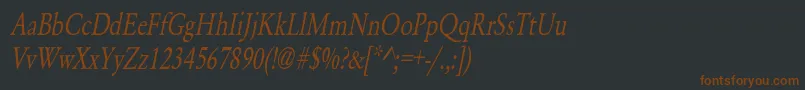 Шрифт YearlindNormalCondensedItalic – коричневые шрифты на чёрном фоне