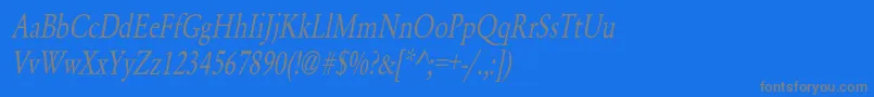 フォントYearlindNormalCondensedItalic – 青い背景に灰色の文字