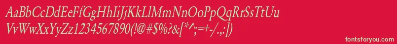 YearlindNormalCondensedItalic Font – Green Fonts on Red Background