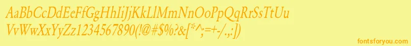 YearlindNormalCondensedItalic Font – Orange Fonts on Yellow Background