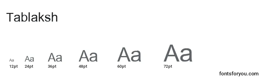 Размеры шрифта Tablaksh