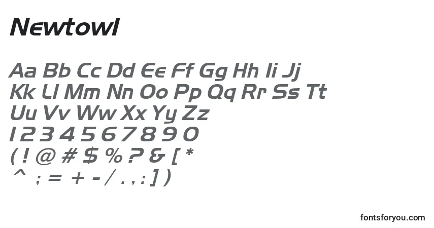 NewtowI-fontti – aakkoset, numerot, erikoismerkit