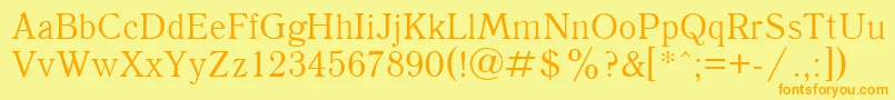 フォントQuantantiquactt – オレンジの文字が黄色の背景にあります。