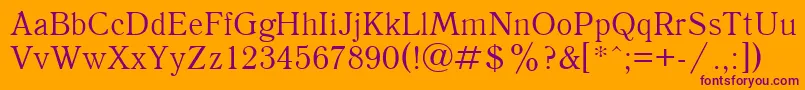 Quantantiquactt-Schriftart – Violette Schriften auf orangefarbenem Hintergrund