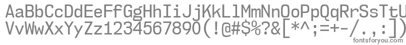 Nk57MonospaceScRg-fontti – harmaat kirjasimet valkoisella taustalla