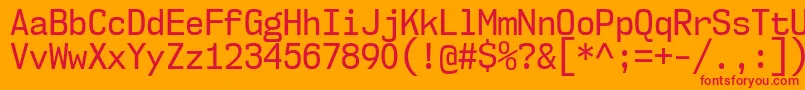 Nk57MonospaceScRg Font – Red Fonts on Orange Background