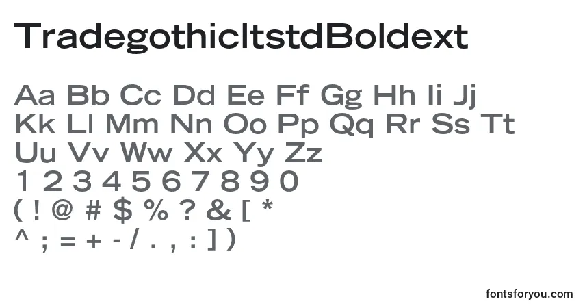 Czcionka TradegothicltstdBoldext – alfabet, cyfry, specjalne znaki