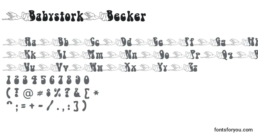 Schriftart BabystorkBecker – Alphabet, Zahlen, spezielle Symbole
