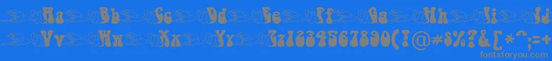 BabystorkBecker-fontti – harmaat kirjasimet sinisellä taustalla