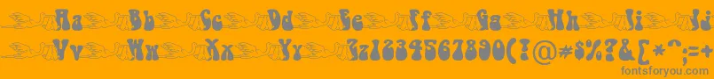 BabystorkBecker-Schriftart – Graue Schriften auf orangefarbenem Hintergrund