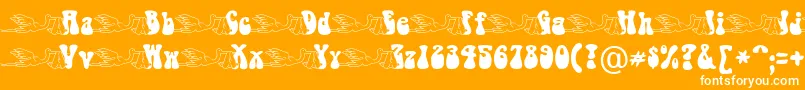 BabystorkBecker-Schriftart – Weiße Schriften auf orangefarbenem Hintergrund