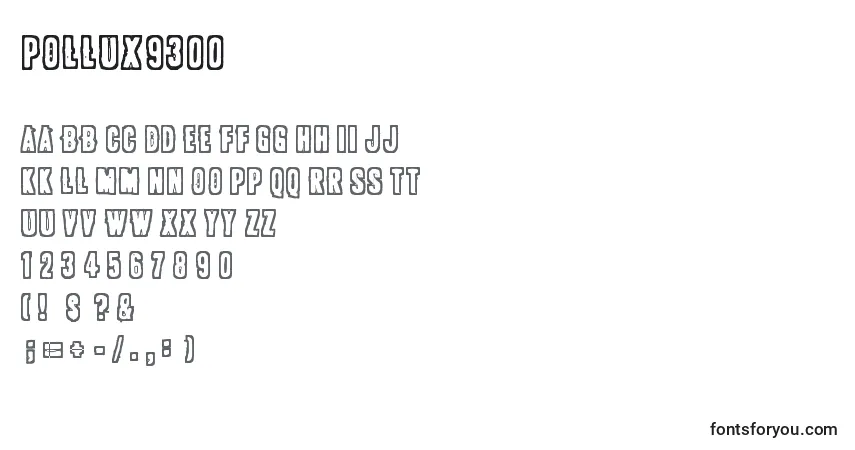 Czcionka Pollux9300 – alfabet, cyfry, specjalne znaki