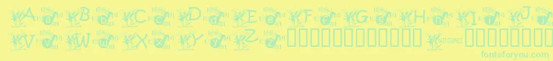 Fonte Kgmusic1 – fontes verdes em um fundo amarelo