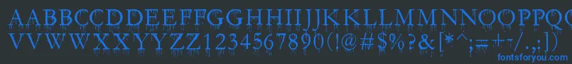 SfGushingMeadowSc Font – Blue Fonts on Black Background