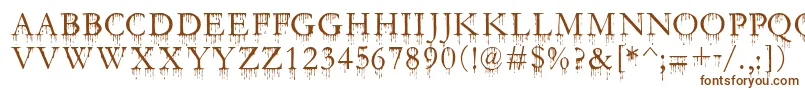 SfGushingMeadowSc-Schriftart – Braune Schriften auf weißem Hintergrund