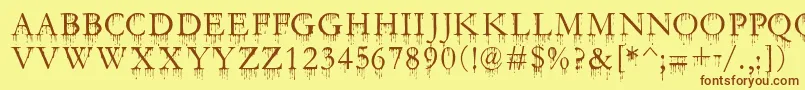 SfGushingMeadowSc Font – Brown Fonts on Yellow Background