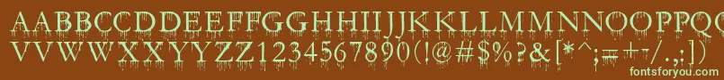 SfGushingMeadowSc-fontti – vihreät fontit ruskealla taustalla