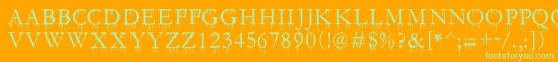 SfGushingMeadowSc Font – Green Fonts on Orange Background