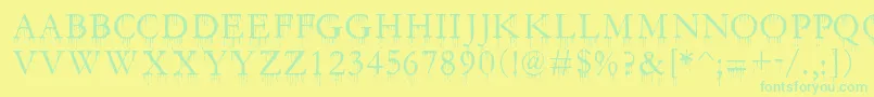 SfGushingMeadowSc Font – Green Fonts on Yellow Background