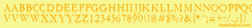 SfGushingMeadowSc Font – Orange Fonts on Yellow Background