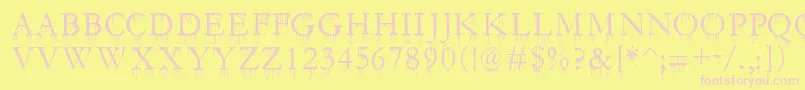 SfGushingMeadowSc Font – Pink Fonts on Yellow Background