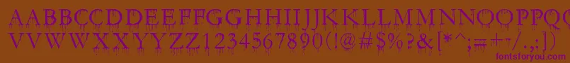 SfGushingMeadowSc Font – Purple Fonts on Brown Background