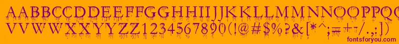 SfGushingMeadowSc Font – Purple Fonts on Orange Background
