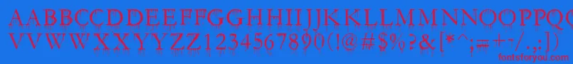 SfGushingMeadowSc Font – Red Fonts on Blue Background