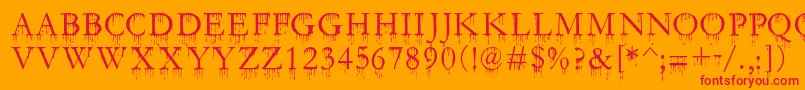 SfGushingMeadowSc Font – Red Fonts on Orange Background