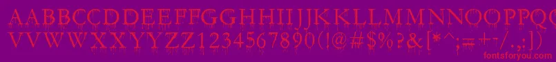 SfGushingMeadowSc Font – Red Fonts on Purple Background