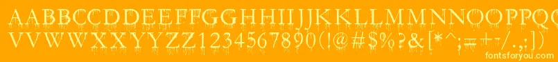 SfGushingMeadowSc Font – Yellow Fonts on Orange Background