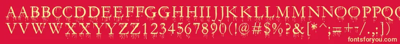 SfGushingMeadowSc Font – Yellow Fonts on Red Background