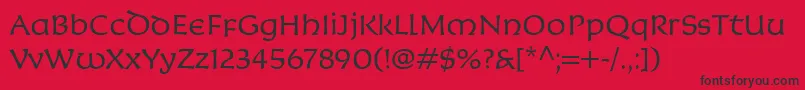 フォントKoriganitcTtLight – 赤い背景に黒い文字