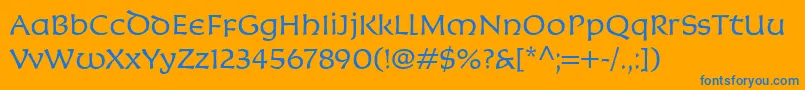 KoriganitcTtLight Font – Blue Fonts on Orange Background