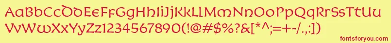 KoriganitcTtLight Font – Red Fonts on Yellow Background