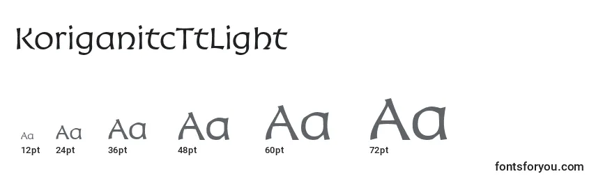 Размеры шрифта KoriganitcTtLight